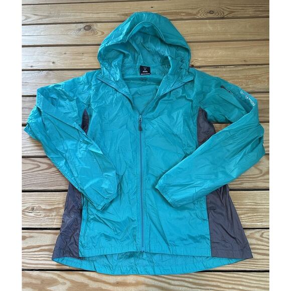 Montbell Hooded Jacket Size Medium Women’s Turquoise Full Zip - Picture 1 of 8
